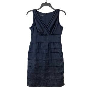 Talbots Petites Linen Tiered Raw Edge Dress - Black - 2P